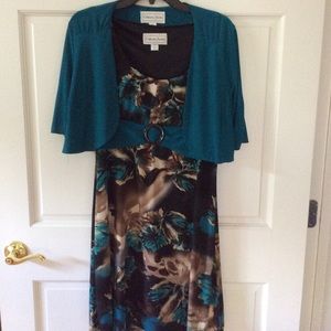 Chelsea Suite Dress Jade, Brown & Black Size 12P